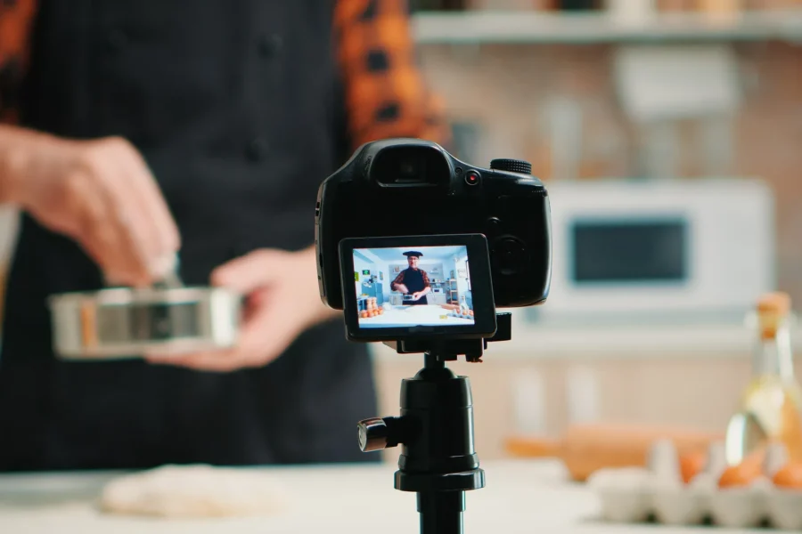 Cámara grabando preparación de producto