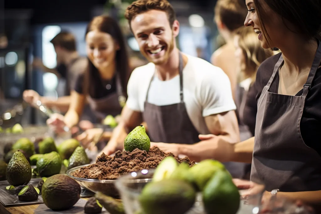 Equipo de trabajo en comercio de alimentos