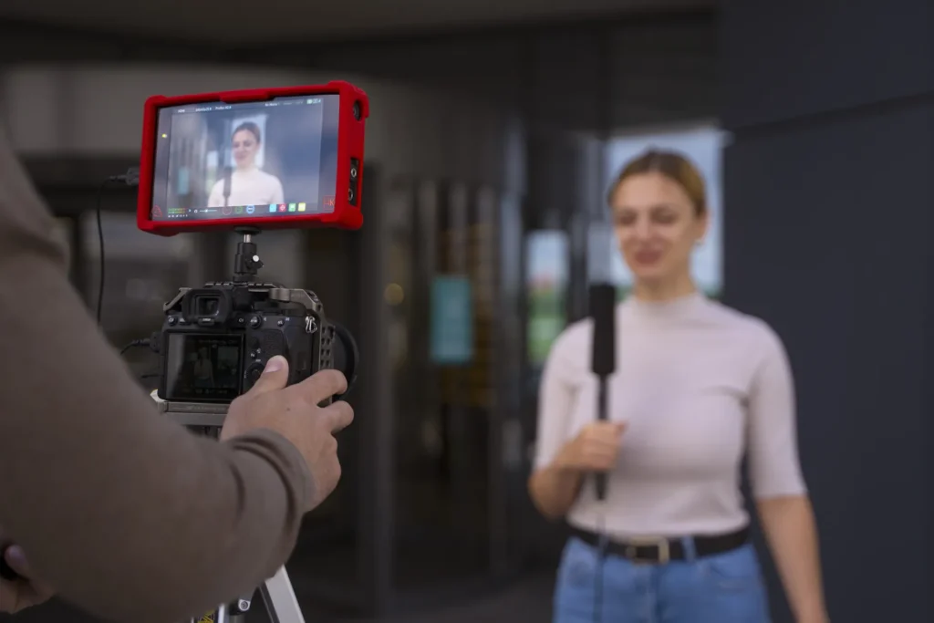 Grabación de entrevista en espacio corporativo