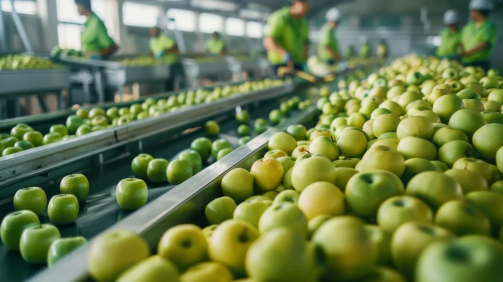 Línea de selección y procesamiento de fruta
