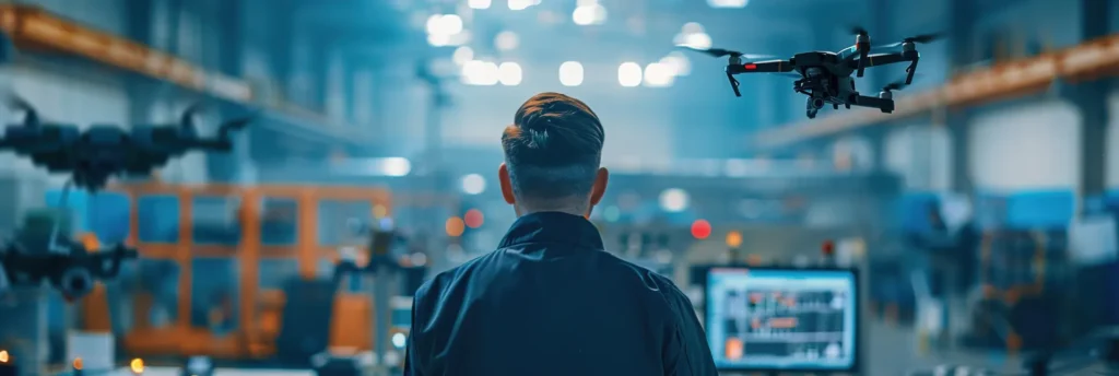 Operación audiovisual con dron en entorno industrial